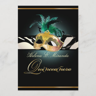 Invitación PixDezines Quincenera/verde azulado color Zebra/DI
