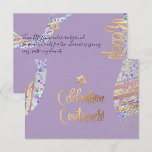 Invitación PixDezines Recepción Mitzvah/acuarela púrpura