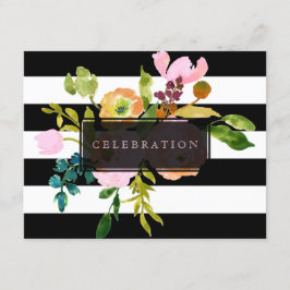 Invitación PixDezines recepción mitzvah/DIYstripes/floral
