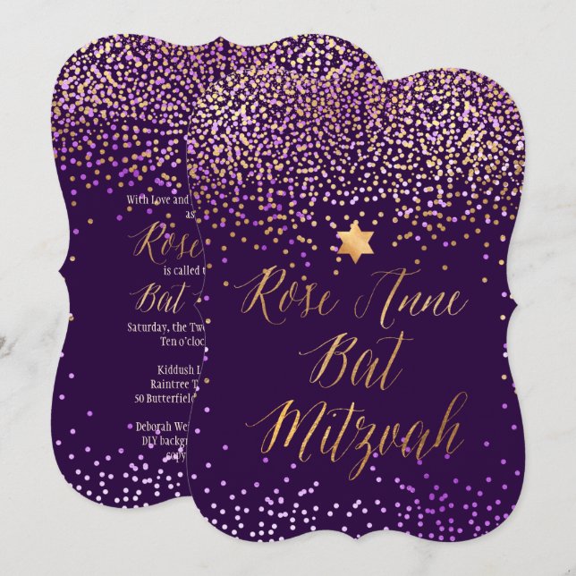 Invitación PixDezines Relieve metalizado dorado/falso/Bat Mit (Anverso / Reverso)