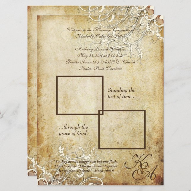 Invitación PixDezines remolinos de crema vintage (Anverso / Reverso)