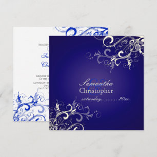 Invitación PixDezines Remolinos de Vainilla/Fondo Azul Real