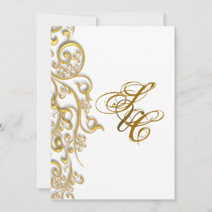 Invitación PixDezines remolinos vintage de falso oro