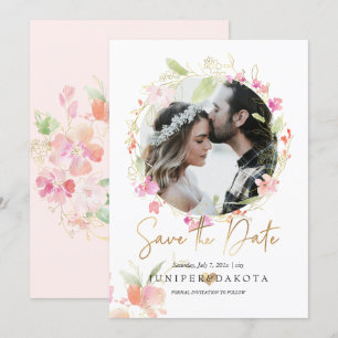 Invitación PixDezines Romance Sonrojante Flor Wavercolor