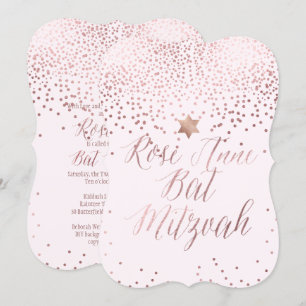 Invitación PixDezines Rosa Dorado/Relieve metalizado Faux/Bat