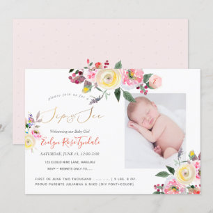 Invitación PixDezines Rosas Amarillas Pastel Acuarela Sip+See