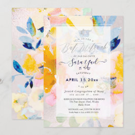 Invitación PixDEzines Rosas de acuarela floral Mitzvah