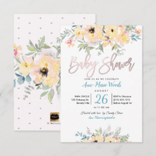 Invitación PixDezines Rosas De Jardín Acuarela Baby Shower