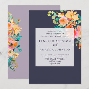 Invitación PixDezines Rosas Patel de Acuarela