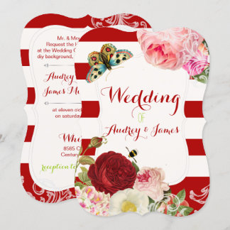 Invitación PixDezines rosas vintage/peonías/primarosa