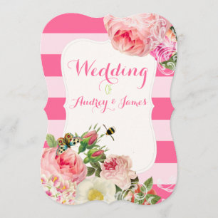 Invitación PixDezines rosas vintage / peonías / prímula