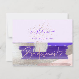 Invitación PixDezines Rose Gold+Púrpura ¿Te Casarás? Dama de