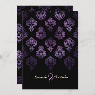 Invitación PixDezines Rossellini Damask, Lavanda/Negro