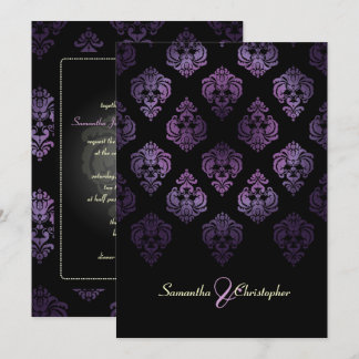 Invitación PixDezines Rossellini Damask, Lavanda/Negro