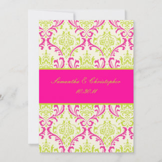 Invitación PixDezines Rossi, Damasco / Lime+Fuschia