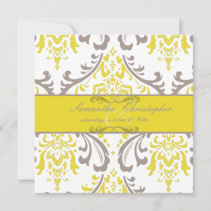 Invitación PixDezines Rossi Damask, Amarillo+Mauve