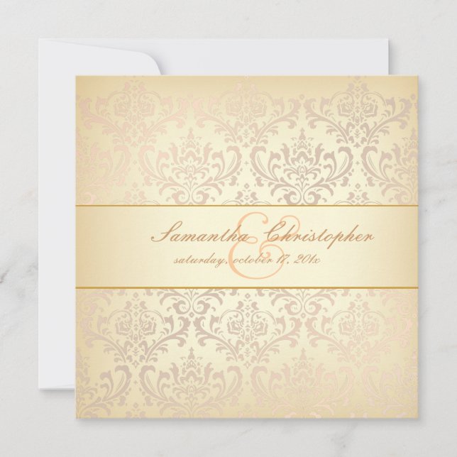 Invitación PixDezines Rossi Damask, Champaña (Anverso)