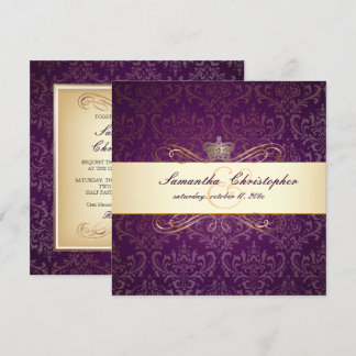 Invitación PixDezines Rossi Damask, Champaña+ciruela