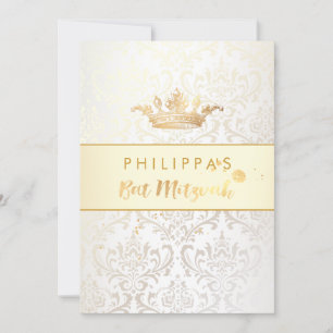Invitación PixDezines Rossi Damask/Faux Gold Crown