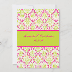 Invitación PixDezines Rossi, Damask / Lima+Fucsia