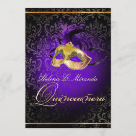 Invitación PixDezines Rossi Damask/Masquerade/DIY/Purple