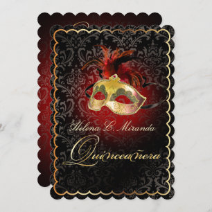 Invitación PixDezines Rossi Damask/Masquerade/DIY/Ruby
