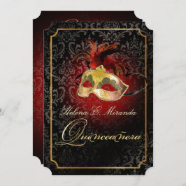 Invitación PixDezines Rossi Damask/Masquerade/DIY/Ruby