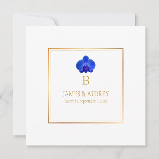 Invitación PixDezines Royal Blue Orchids/falaenopsis (Anverso)