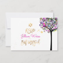PixDezines RSVP Árbol de vida/Neon Bat Mitzvah ✡