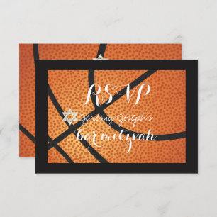 Invitación PixDezines RSVP Bar de baloncesto Mitzvah ✡
