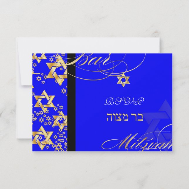 Invitación PixDezines rsvp, Bar Mitzvah/DIY color de fondo (Anverso)