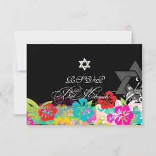 Invitación PixDezines rsvp hibiscus/Bat Mitzvah