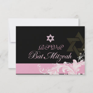 Invitación PixDezines rsvp remolinos rosados/Bat Mitzvah