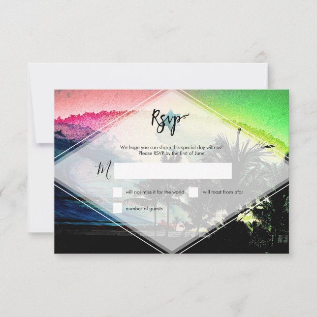 Invitación PixDezines RSVP Surfs Up Beach Bar Mitzvah (Anverso)