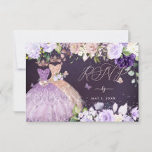 PixDezines RSVP Twins Quinceanera Rosa Gold Lilac