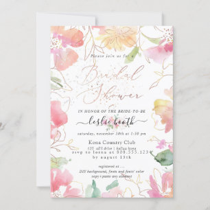 Invitación PixDezines Rubefacción Romance Sweetpea Bridal Sho