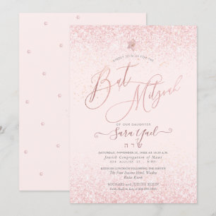 Invitación PixDezines Rubor Purpurina de imitación rosa Bat M
