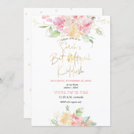 Invitación PixDezines Rubor Sweetpeas Watercolor Bat Mitzvah