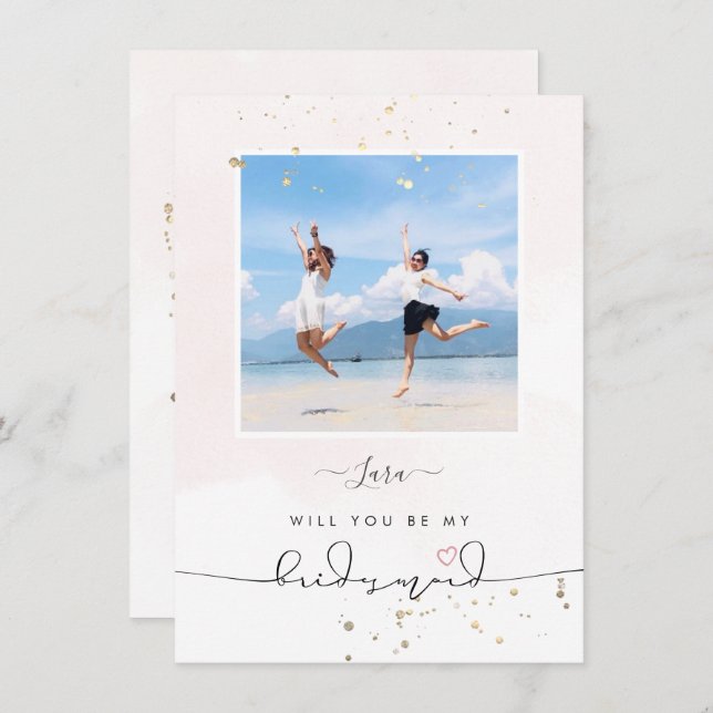 Invitación PixDezines Rubor Watercolor Serás Novedosa (Anverso / Reverso)