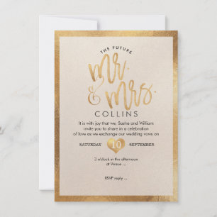 Invitación PixDezines Sr. y la Sra. Faux Gold Hearts