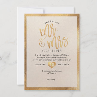 Invitación PixDezines Sr. y la Sra. Faux Gold Hearts
