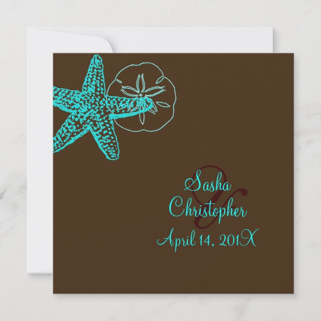 Invitación PixDezines Starfish/Beach Wedding/DIY color! (Anverso)
