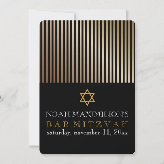 Invitación PixDezines stripes bar colores mitzvah/DIY (Anverso)