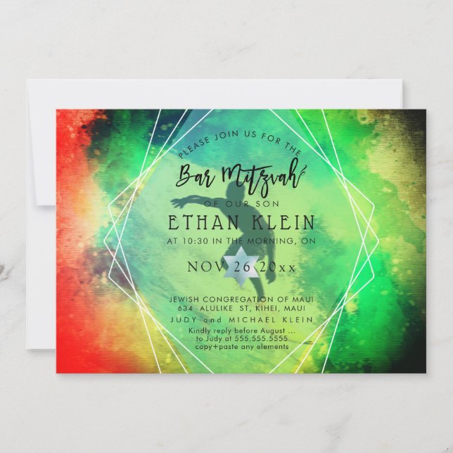 Invitación PixDezines Sube/Surfer/Beach Bar Mitzvah (Anverso)