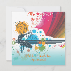 Invitación PixDezines Surfistas Retro, eventos de destino