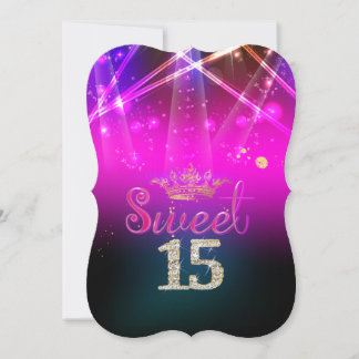 Invitación PixDezines Sweet 15, luces láser/luces de neón