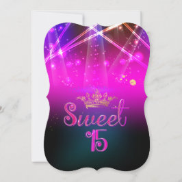 Invitación PixDezines Sweet 15, luces láser/luces de neón