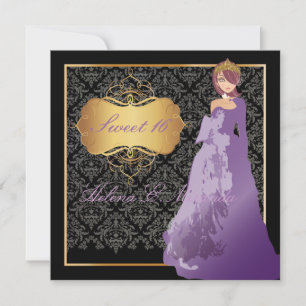 Invitación PixDezines Sweet 16 Damask/Quinceañera/Quince años