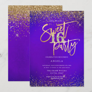 Invitación PixDezines Sweet 16 Diamond Glitters Ultra Violet