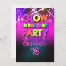 Invitación PixDezines Sweet 16, Luces láser/Fiesta brillante